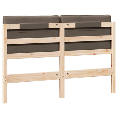 Gestoffeerd hoofdbord Bruin en Taupe 160 cm Massief grenenhout