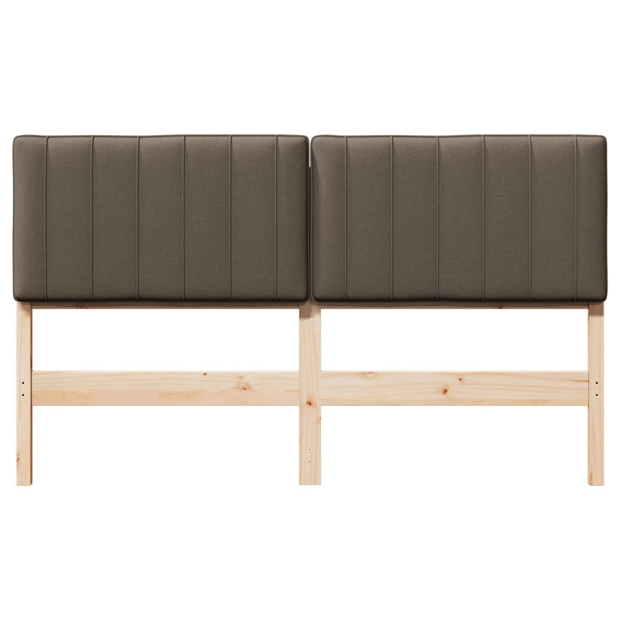 Gestoffeerd hoofdbord Bruin en Taupe 160 cm Massief grenenhout