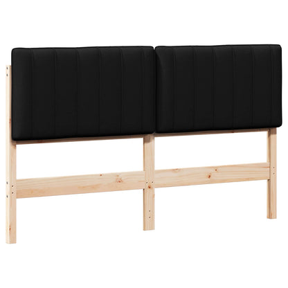 Gestoffeerd hoofdbord Bruin en zwart 150 cm Massief grenenhout