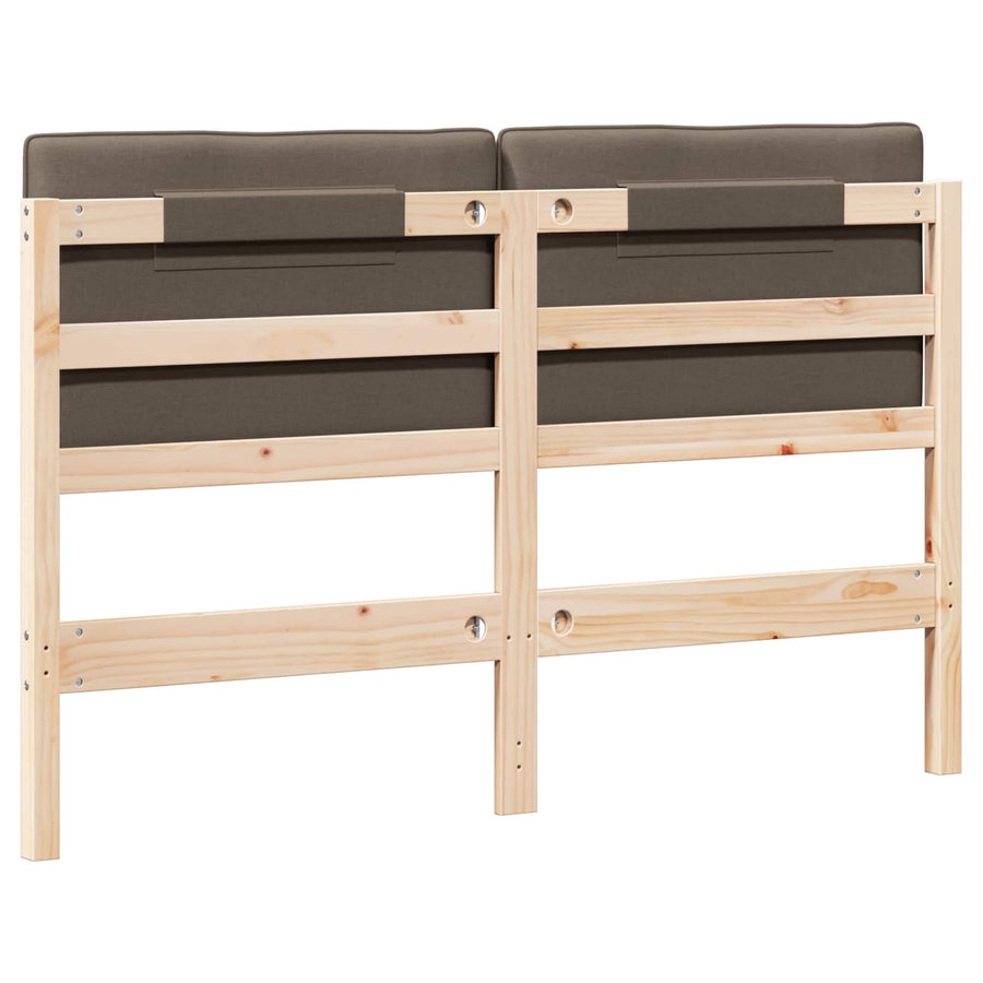 Gestoffeerd hoofdbord Bruin en Taupe 150 cm Massief grenenhout