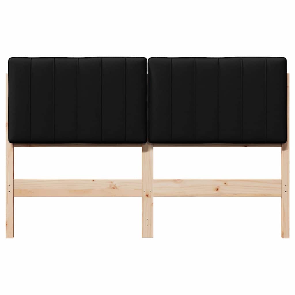 Gestoffeerd hoofdbord Bruin en zwart 140 cm Massief grenenhout