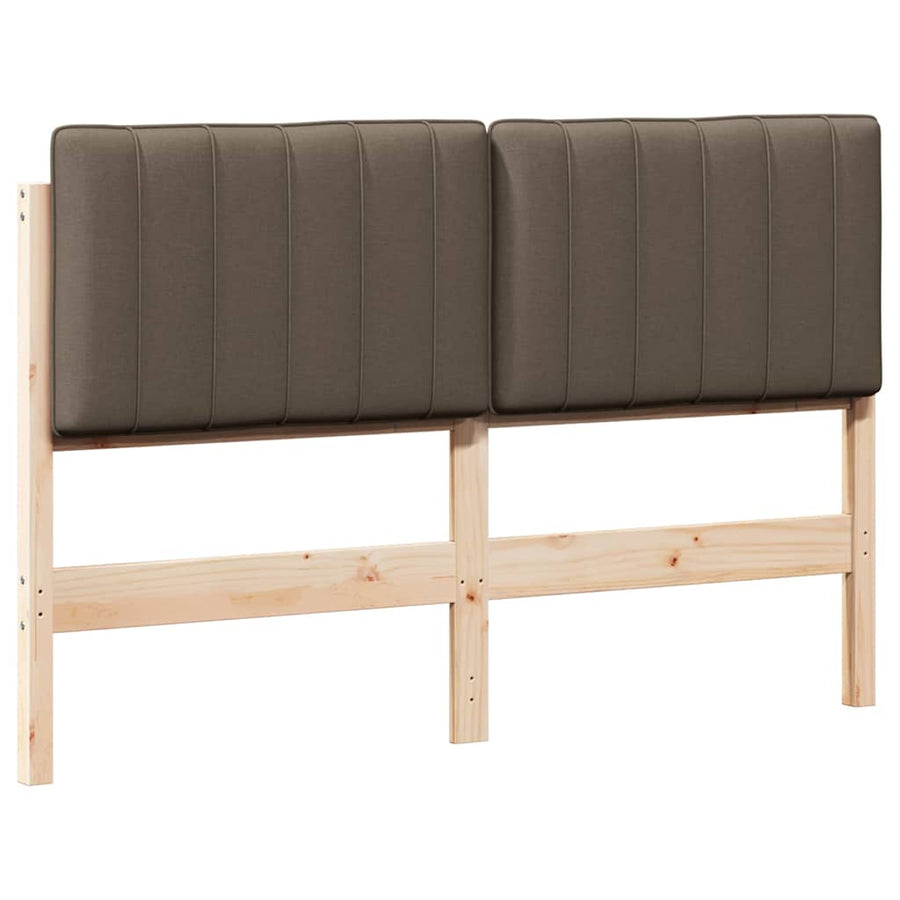 Gestoffeerd hoofdbord Bruin en Taupe 140 cm Massief grenenhout