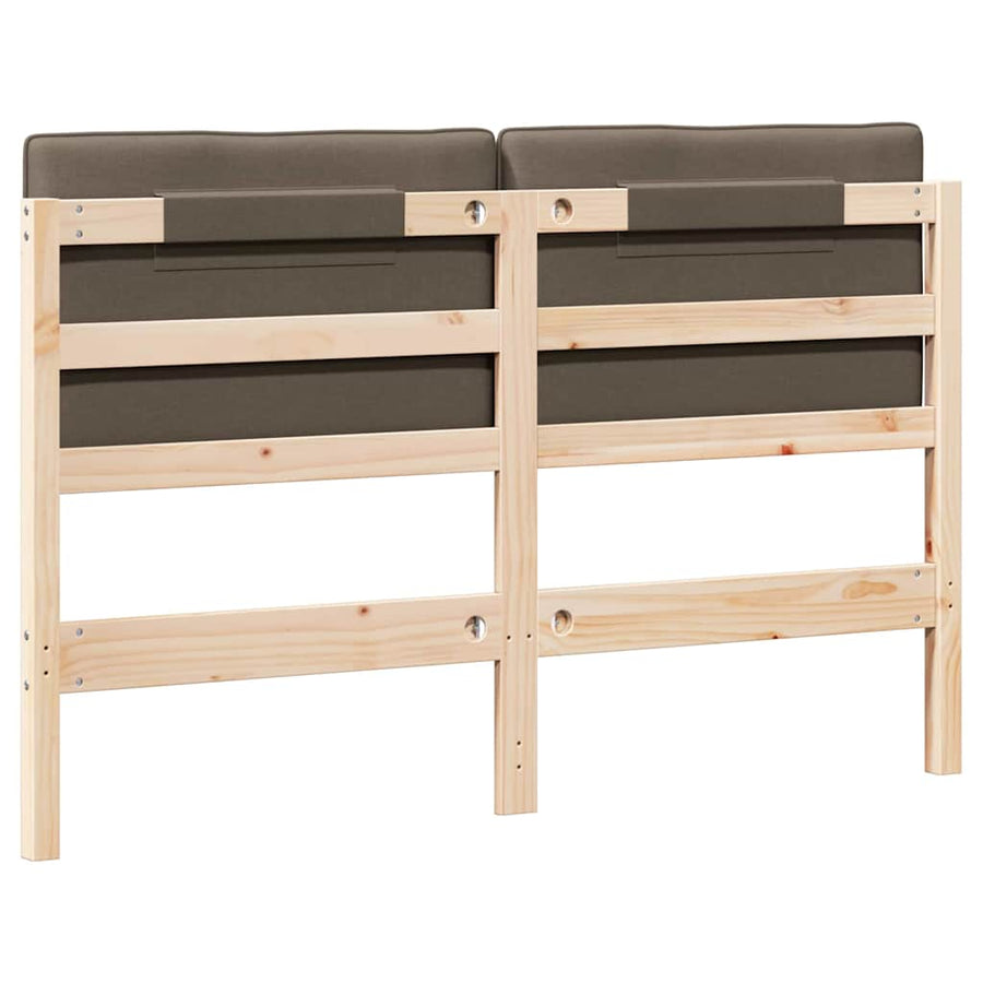 Gestoffeerd hoofdbord Bruin en Taupe 140 cm Massief grenenhout