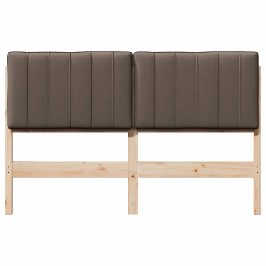 Gestoffeerd hoofdbord Bruin en Taupe 140 cm Massief grenenhout