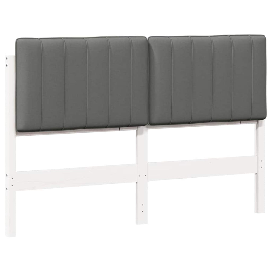 Gestoffeerd hoofdbord met hoofdeinde Wit en Lichtgrijs 140 cm