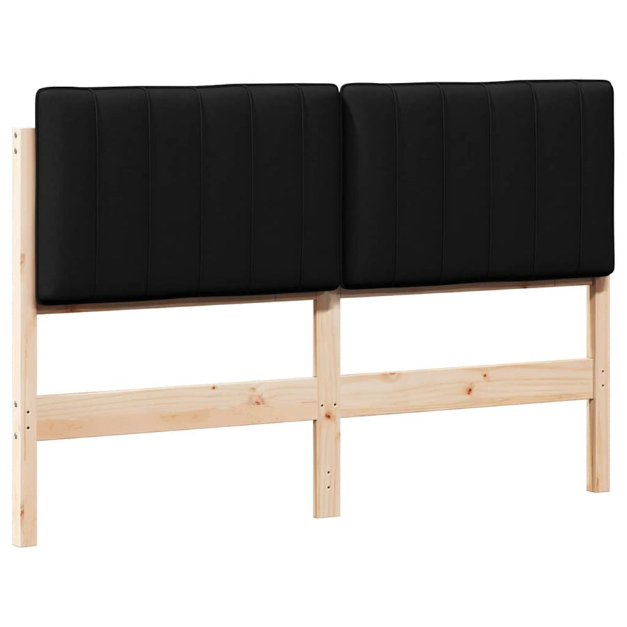 Gestoffeerd hoofdbord Bruin en zwart 135 cm Massief grenenhout