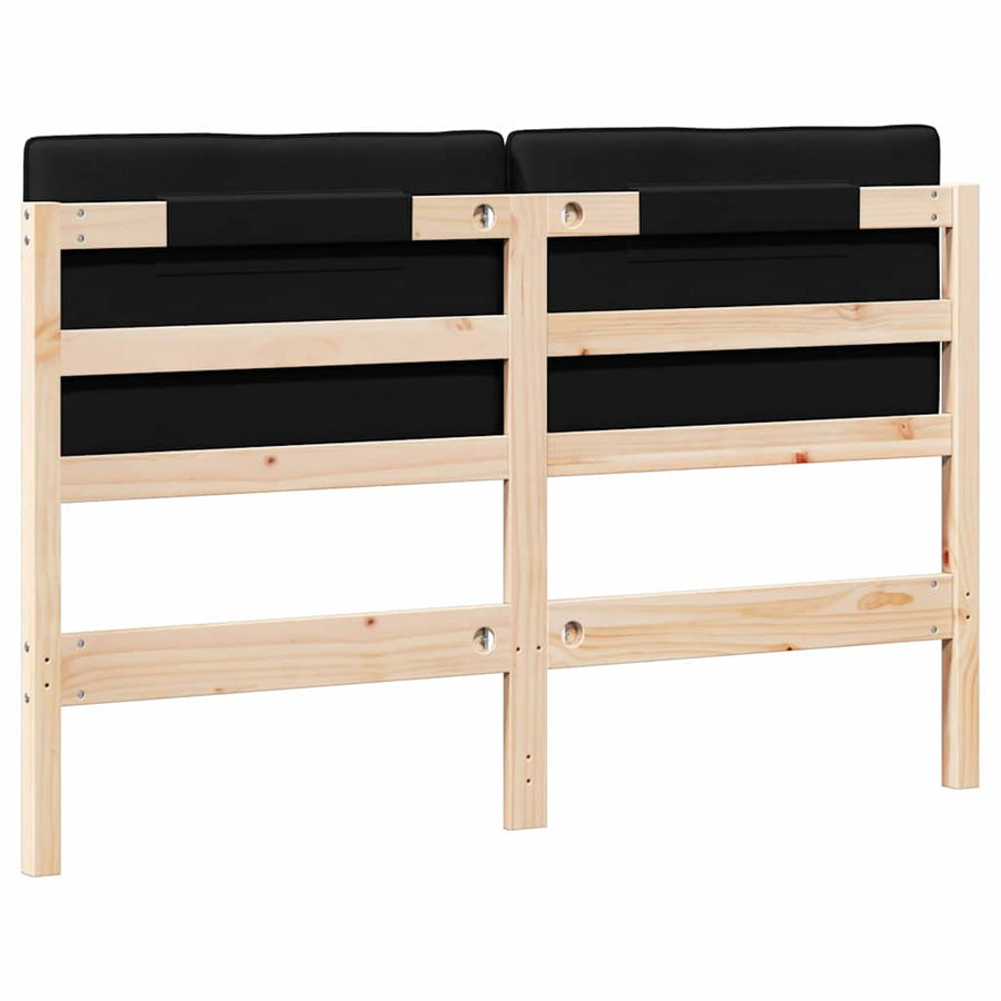 Gestoffeerd hoofdbord Bruin en zwart 135 cm Massief grenenhout