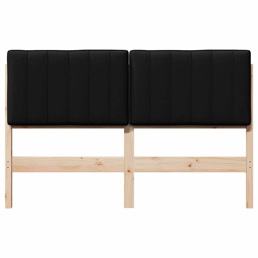 Gestoffeerd hoofdbord Bruin en zwart 135 cm Massief grenenhout