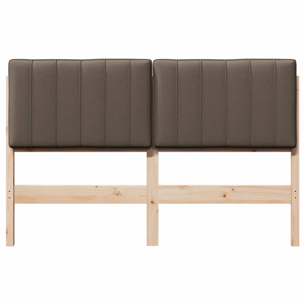 Gestoffeerd hoofdbord Bruin en Taupe 135 cm Massief grenenhout