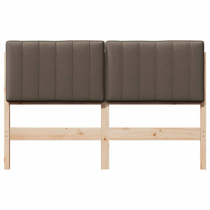 Gestoffeerd hoofdbord Bruin en Taupe 135 cm Massief grenenhout