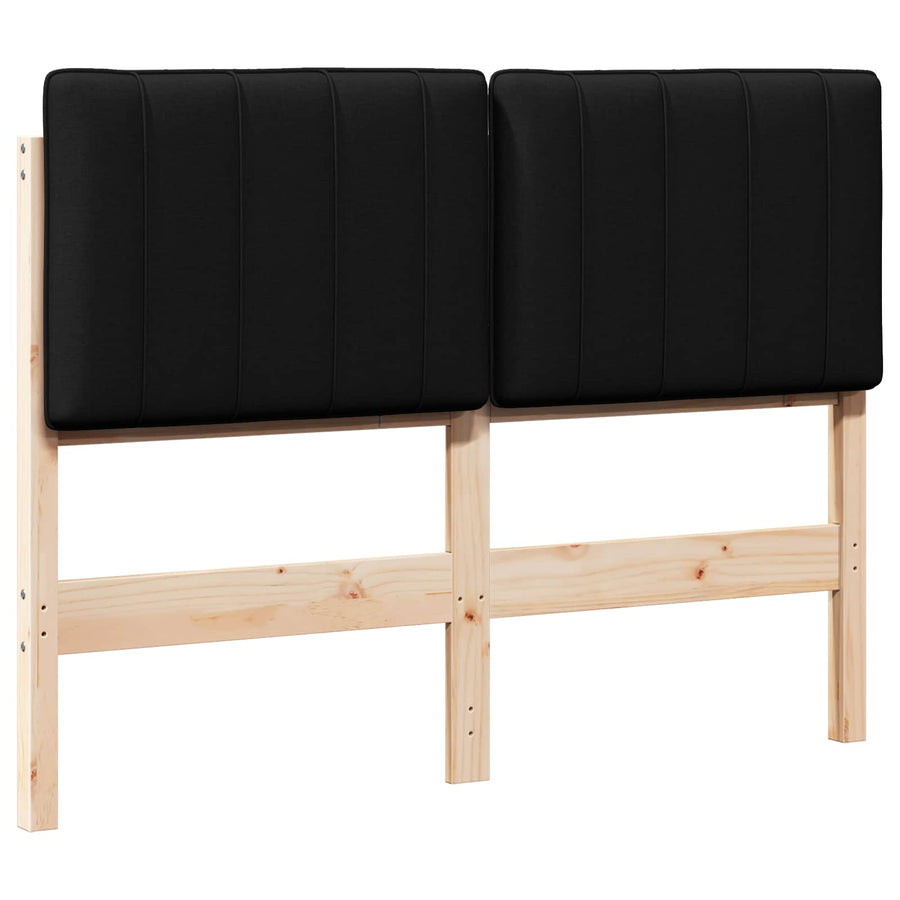 Gestoffeerd hoofdbord Bruin en zwart 120 cm Massief grenenhout