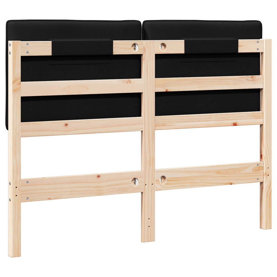 Gestoffeerd hoofdbord Bruin en zwart 120 cm Massief grenenhout