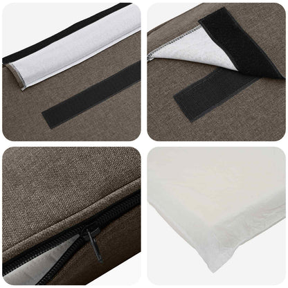 Gestoffeerd hoofdbord Bruin en Taupe 120 cm Massief grenenhout