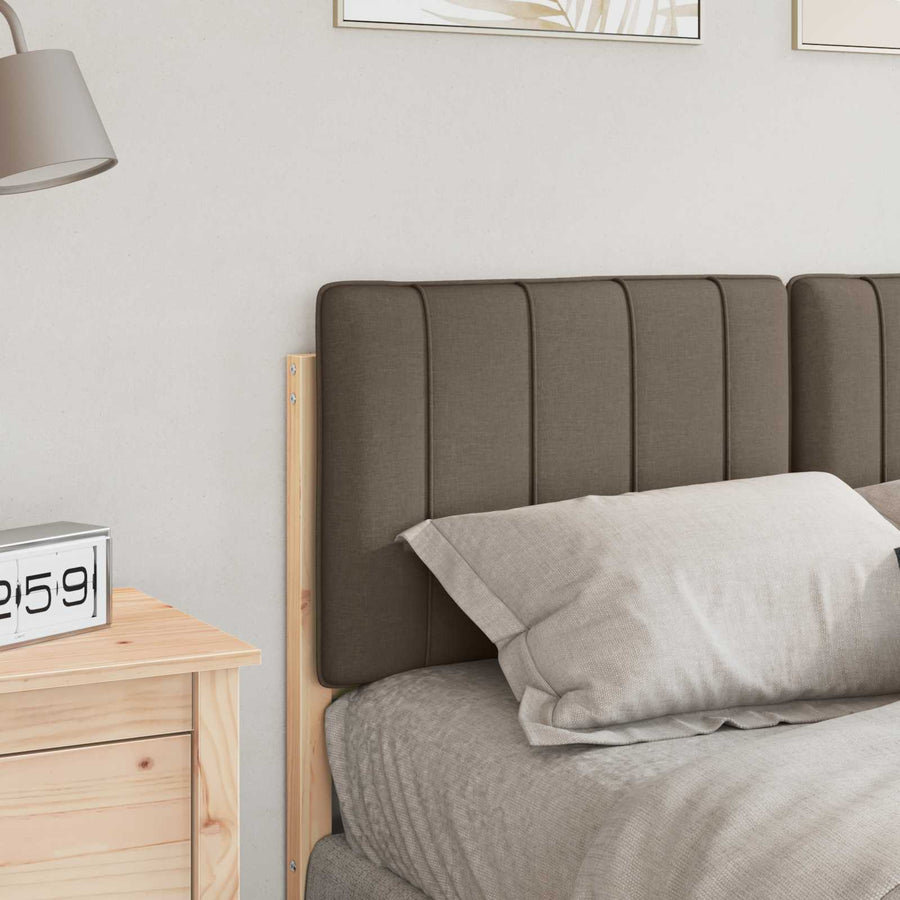 Gestoffeerd hoofdbord Bruin en Taupe 120 cm Massief grenenhout
