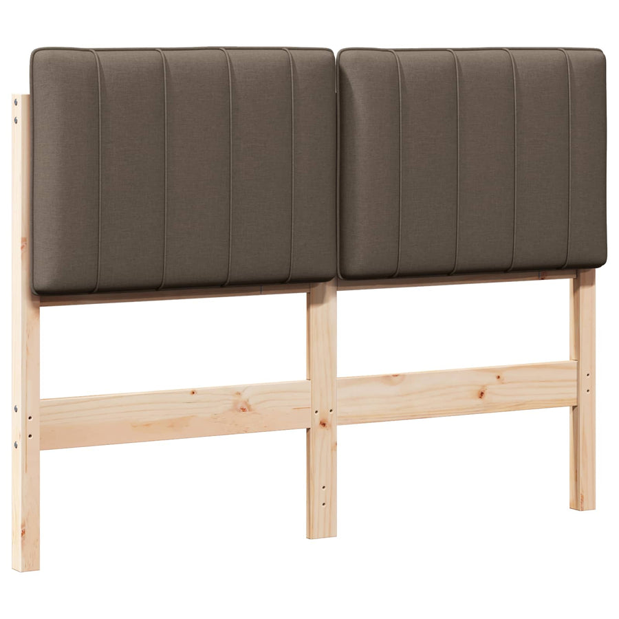 Gestoffeerd hoofdbord Bruin en Taupe 120 cm Massief grenenhout
