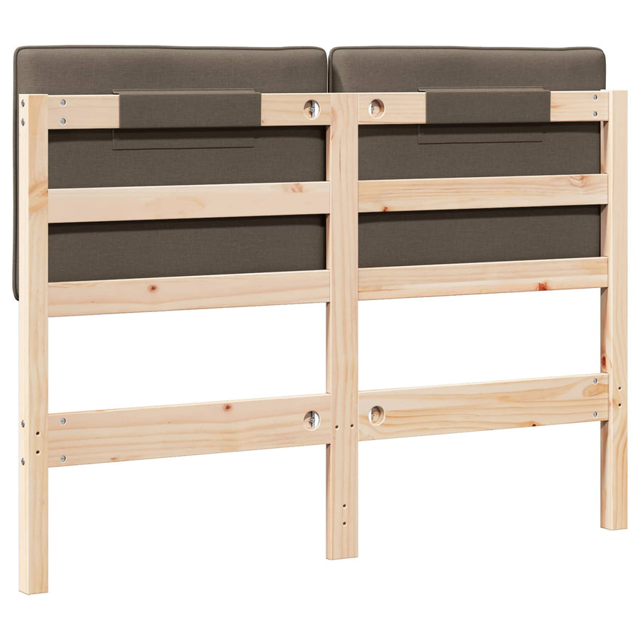 Gestoffeerd hoofdbord Bruin en Taupe 120 cm Massief grenenhout