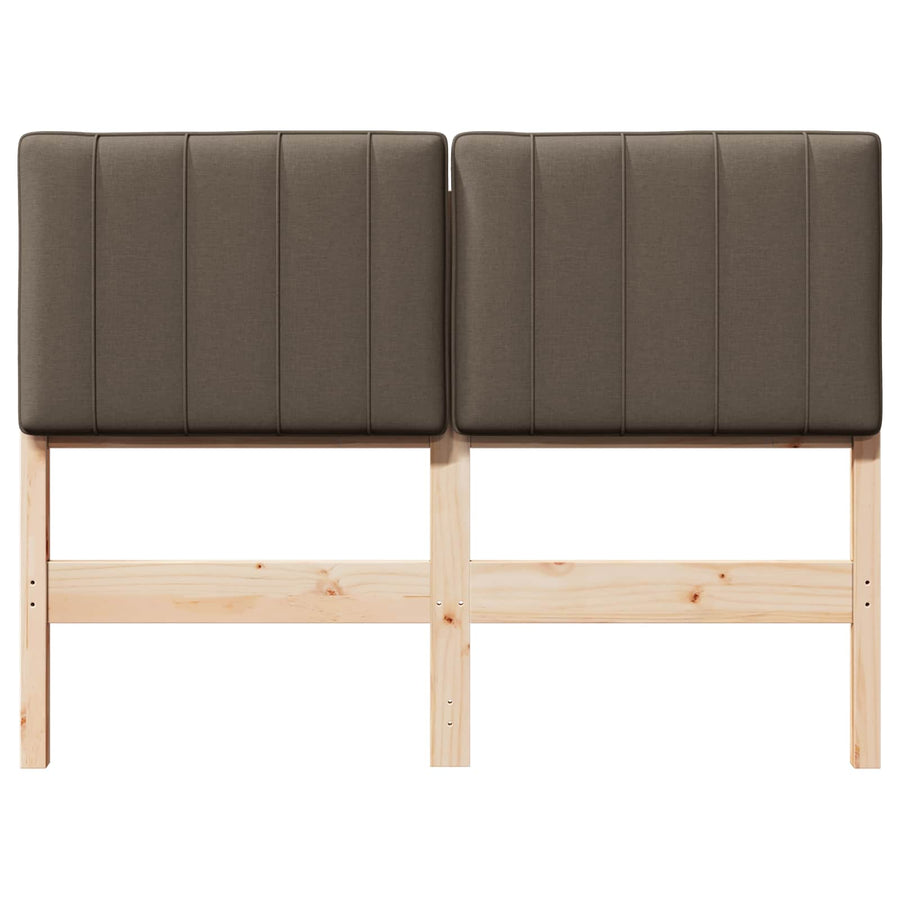 Gestoffeerd hoofdbord Bruin en Taupe 120 cm Massief grenenhout