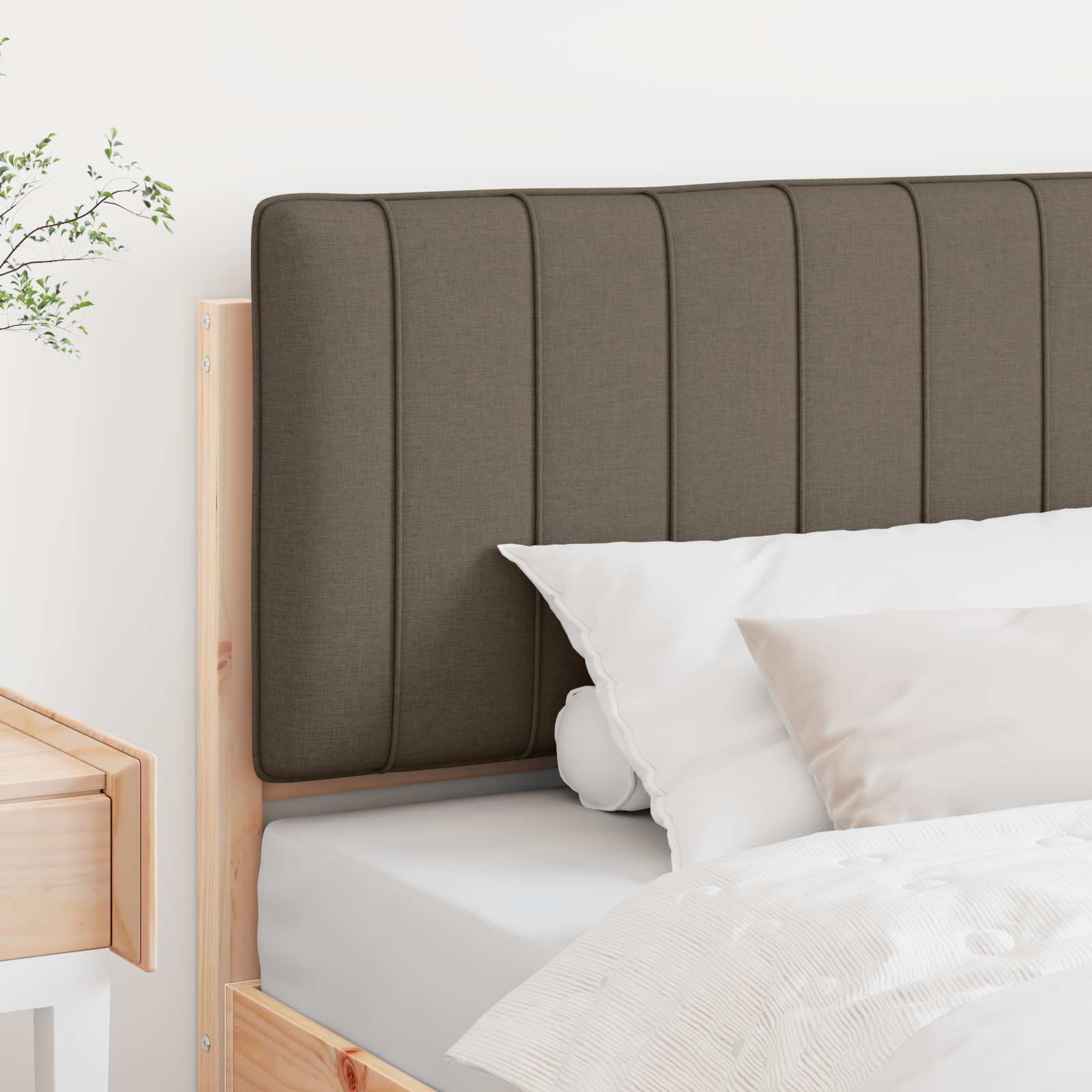 Gestoffeerd hoofdbord Bruin en Taupe 100 cm Massief grenenhout