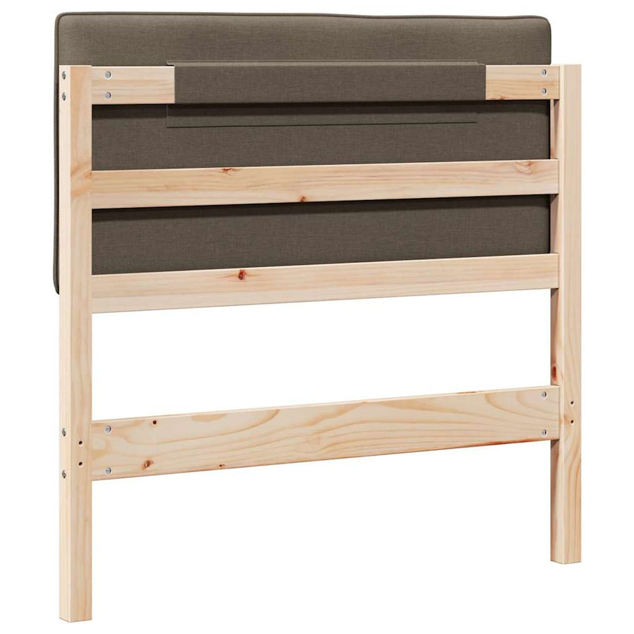 Gestoffeerd hoofdbord Bruin en Taupe 80 cm Massief grenenhout