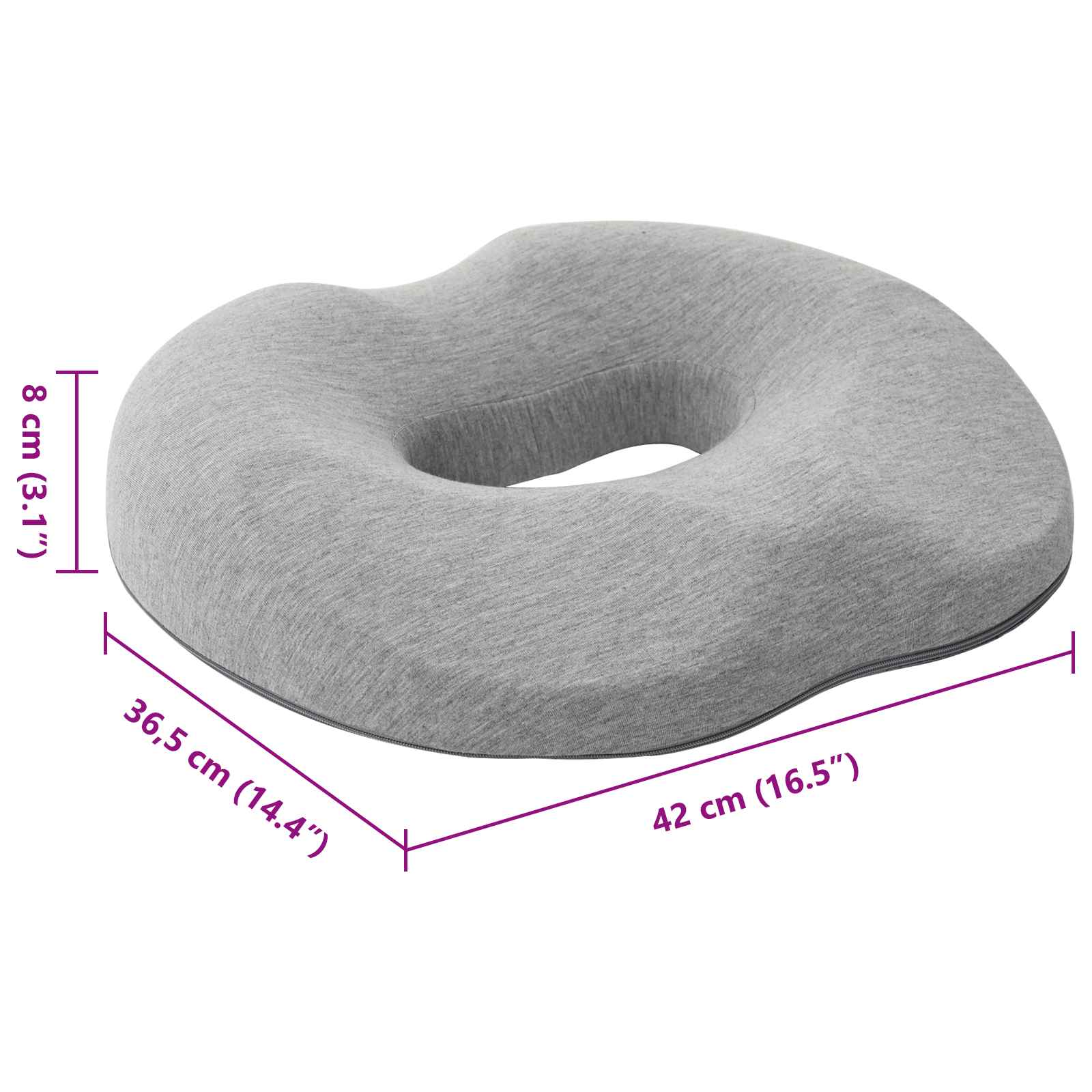 Hoofdkussen met kussen Lichtgrijs 42 x 37 x 8 cm Katoen