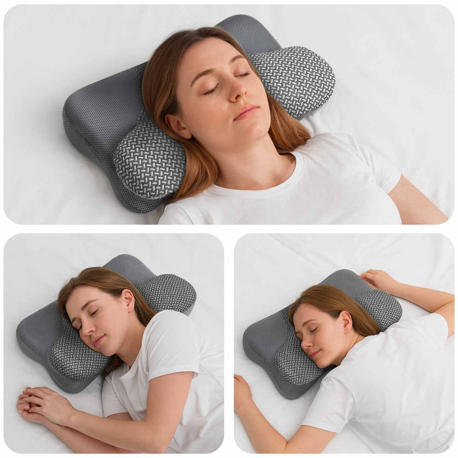 Hoofdkussen met kussen Grijs 59 x 38 x 14 cm Polyester
