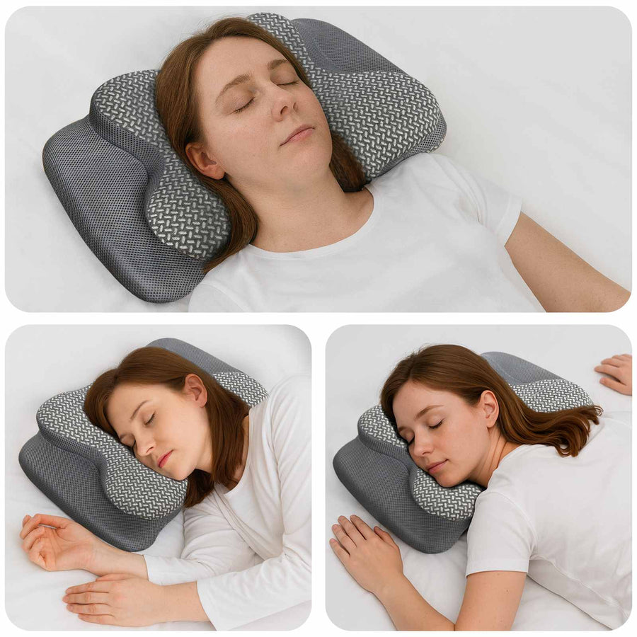 Hoofdkussen met kussen Grijs 60 x 37 x 13 cm Polyester