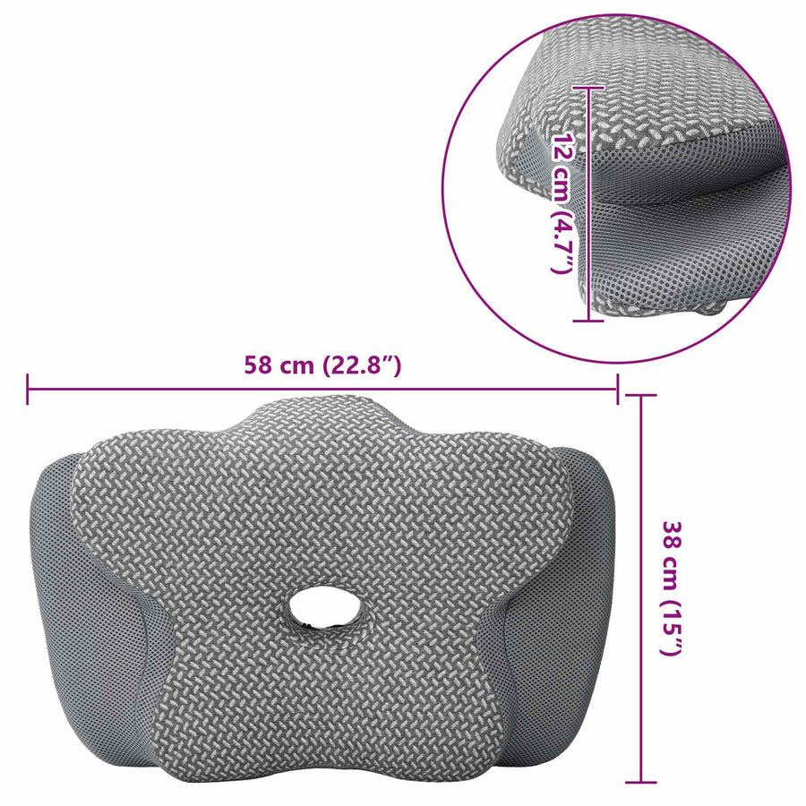 Hoofdkussen met kussen Grijs 60 x 37 x 13 cm Polyester