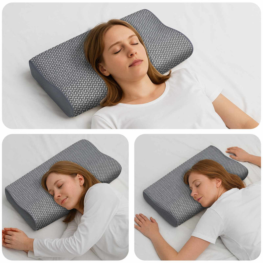 Hoofdkussen met kussen Grijs 60 x 34 x 11 cm Polyester