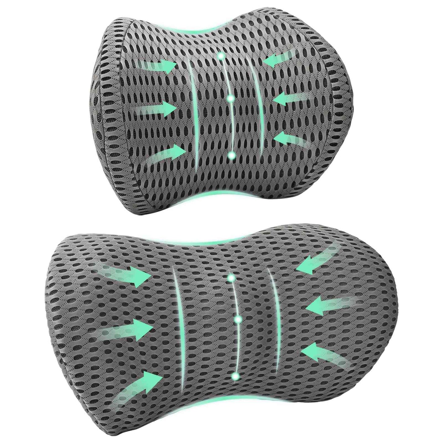 Hoofdkussen met kussen Verstelbaar 2 pcs Grijs 4D Mesh