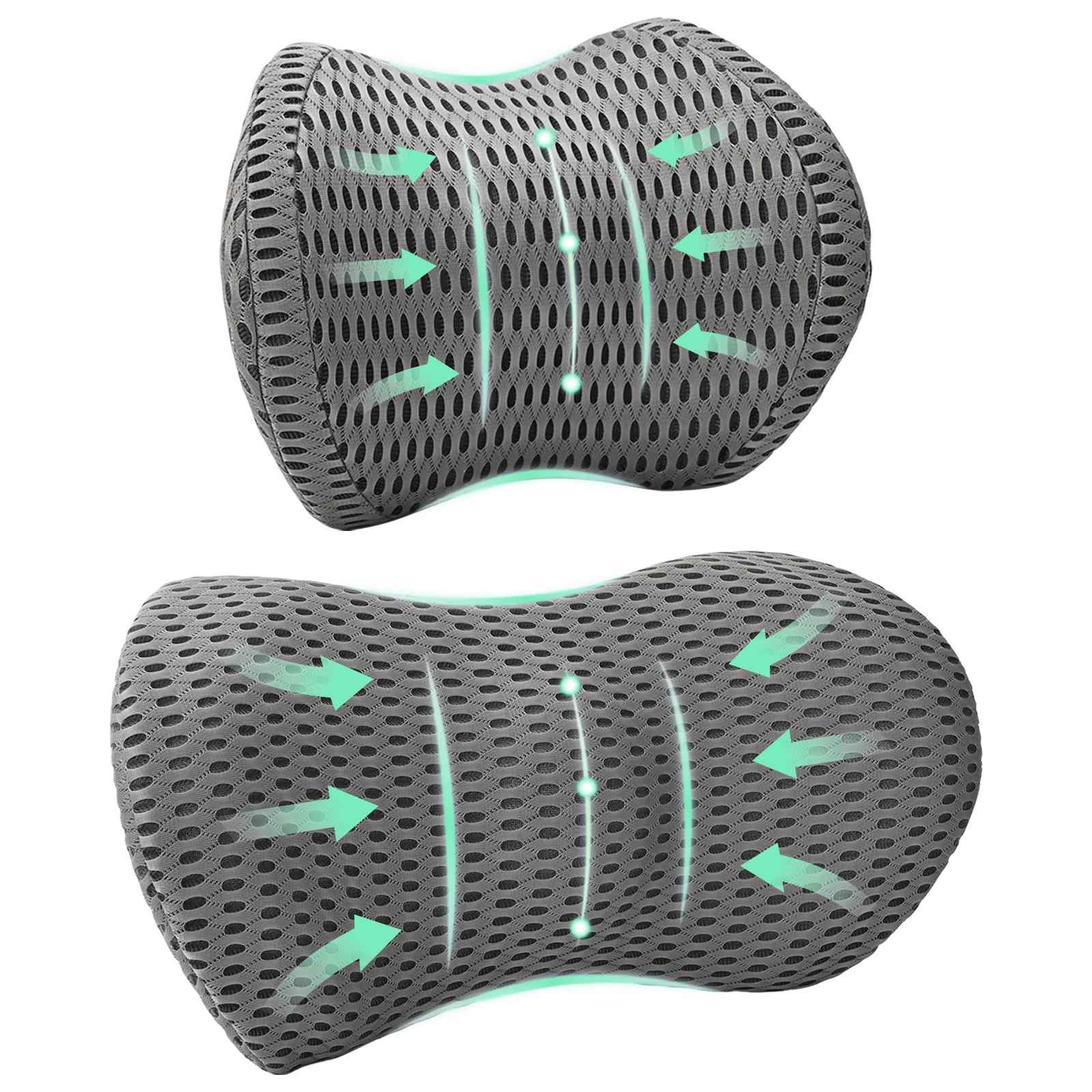 Hoofdkussen met kussen Verstelbaar 2 pcs Grijs 4D Mesh