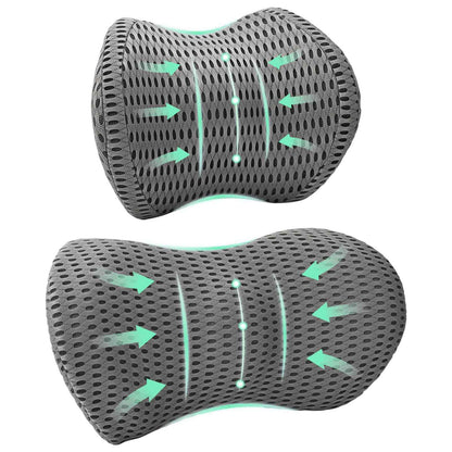 Hoofdkussen met kussen Verstelbaar 2 pcs Grijs 4D Mesh