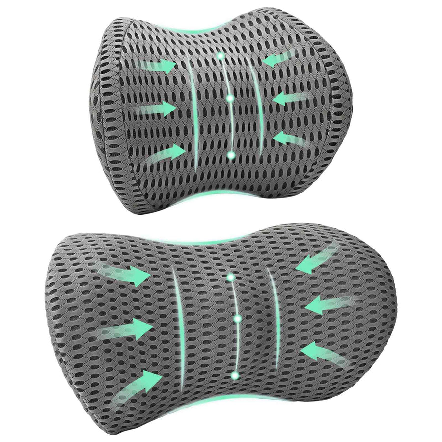 Hoofdkussen met kussen Verstelbaar 2 pcs Grijs 4D Mesh