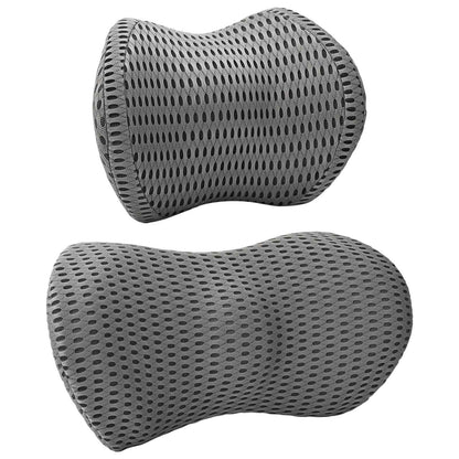 Hoofdkussen met kussen Verstelbaar 2 pcs Grijs 4D Mesh