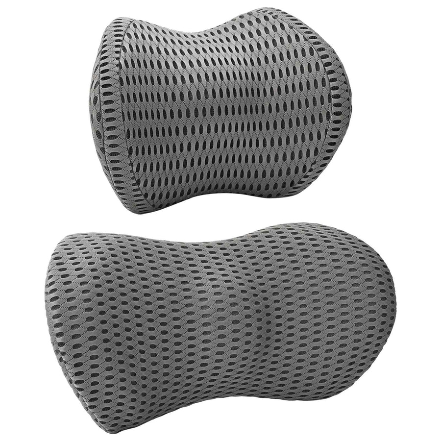 Hoofdkussen met kussen Verstelbaar 2 pcs Grijs 4D Mesh