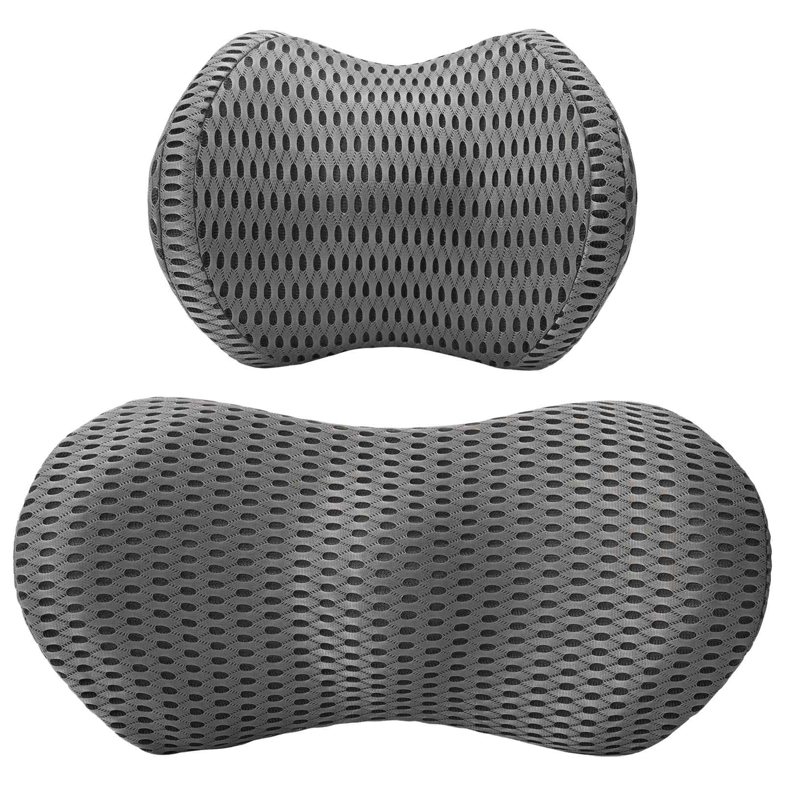 Hoofdkussen met kussen Verstelbaar 2 pcs Grijs 4D Mesh