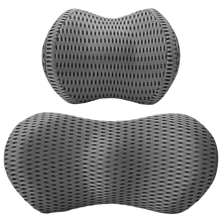 Hoofdkussen met kussen Verstelbaar 2 pcs Grijs 4D Mesh