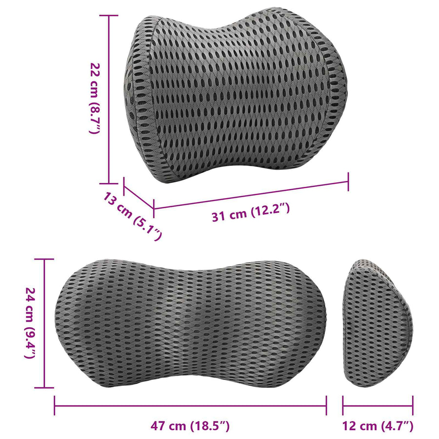 Hoofdkussen met kussen Verstelbaar 2 pcs Grijs 4D Mesh