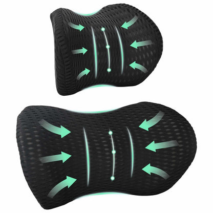 Hoofdkussen met kussen Verstelbaar 2 pcs Zwart 4D Mesh