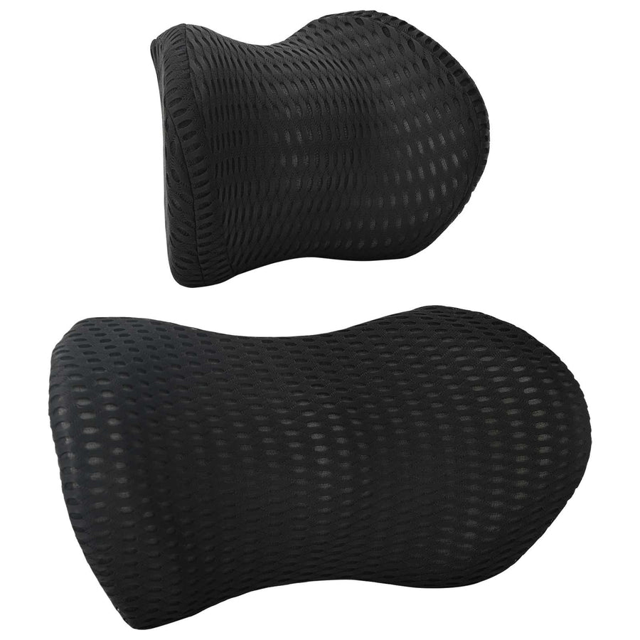 Hoofdkussen met kussen Verstelbaar 2 pcs Zwart 4D Mesh