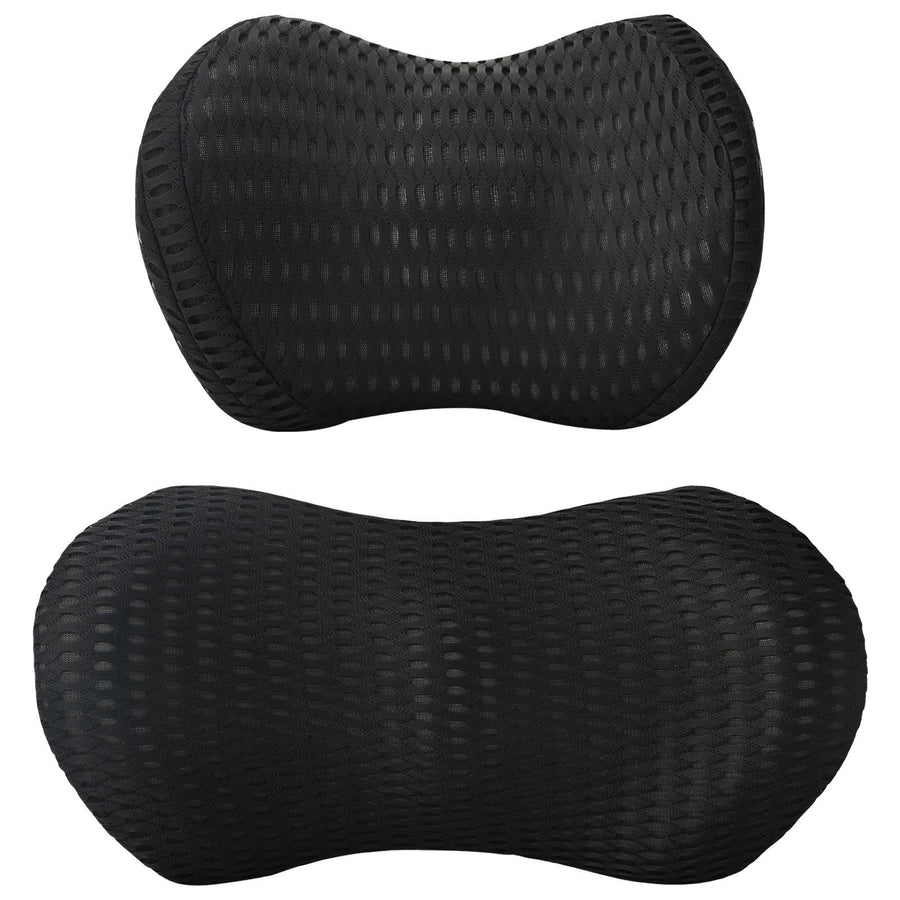 Hoofdkussen met kussen Verstelbaar 2 pcs Zwart 4D Mesh
