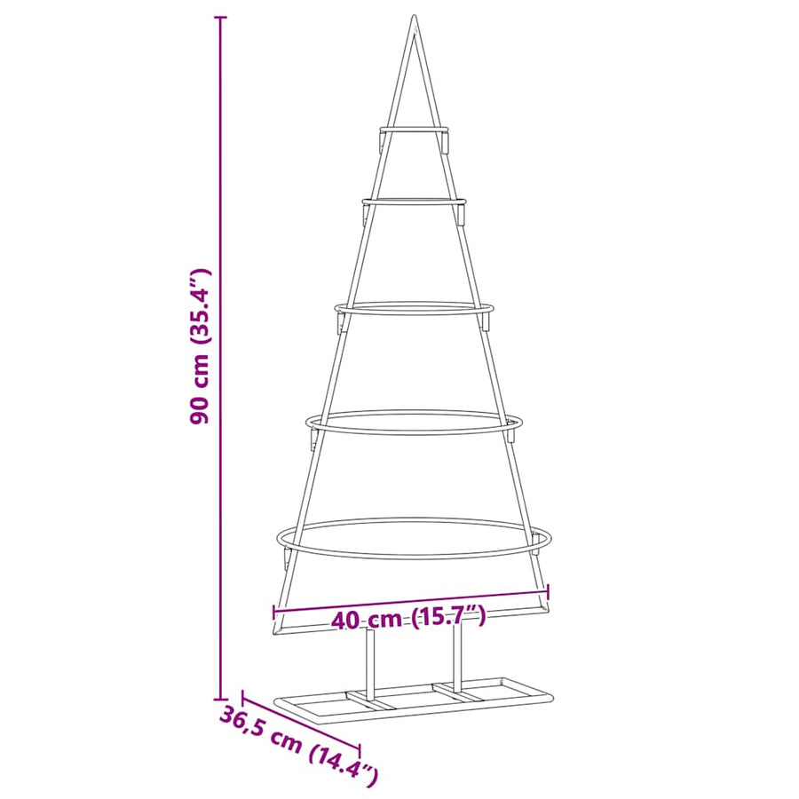 Metalen kerstboom met standaard Goud 90 cm Poedergecoat staal