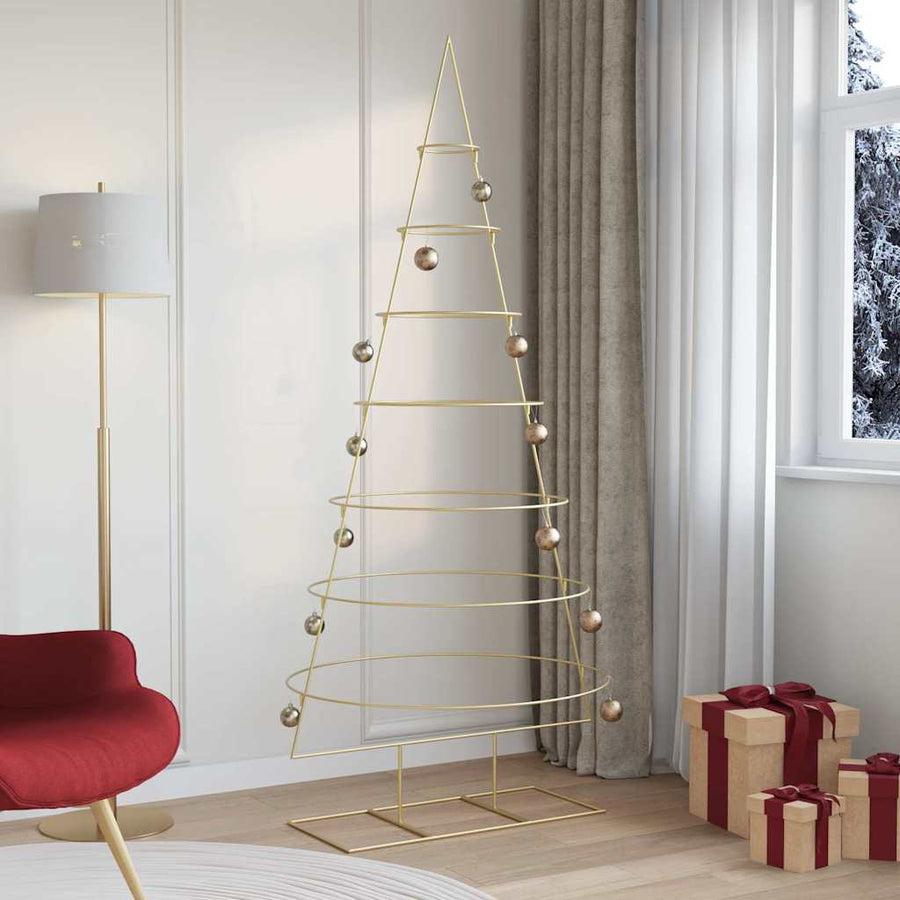 Metalen kerstboom met standaard Goud 210 cm Poedergecoat staal