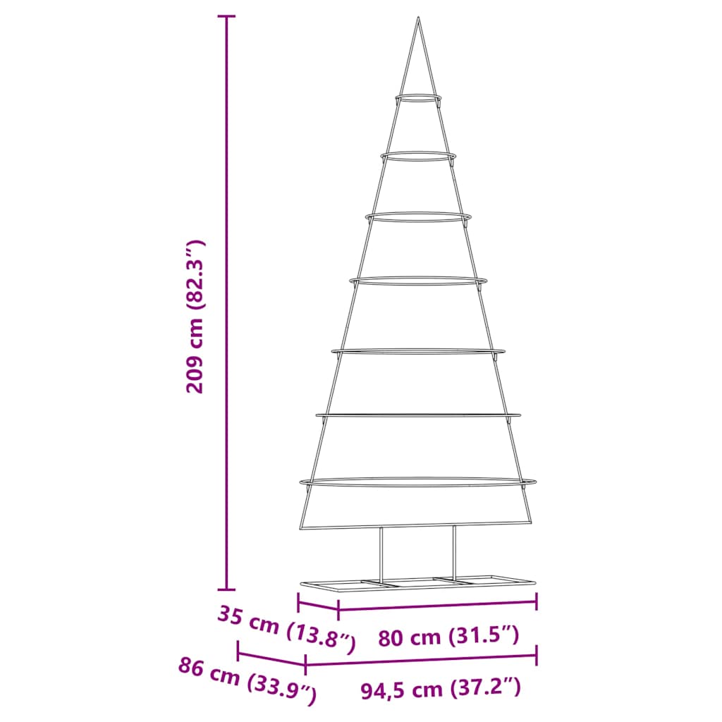 Metalen kerstboom met standaard Goud 210 cm Poedergecoat staal