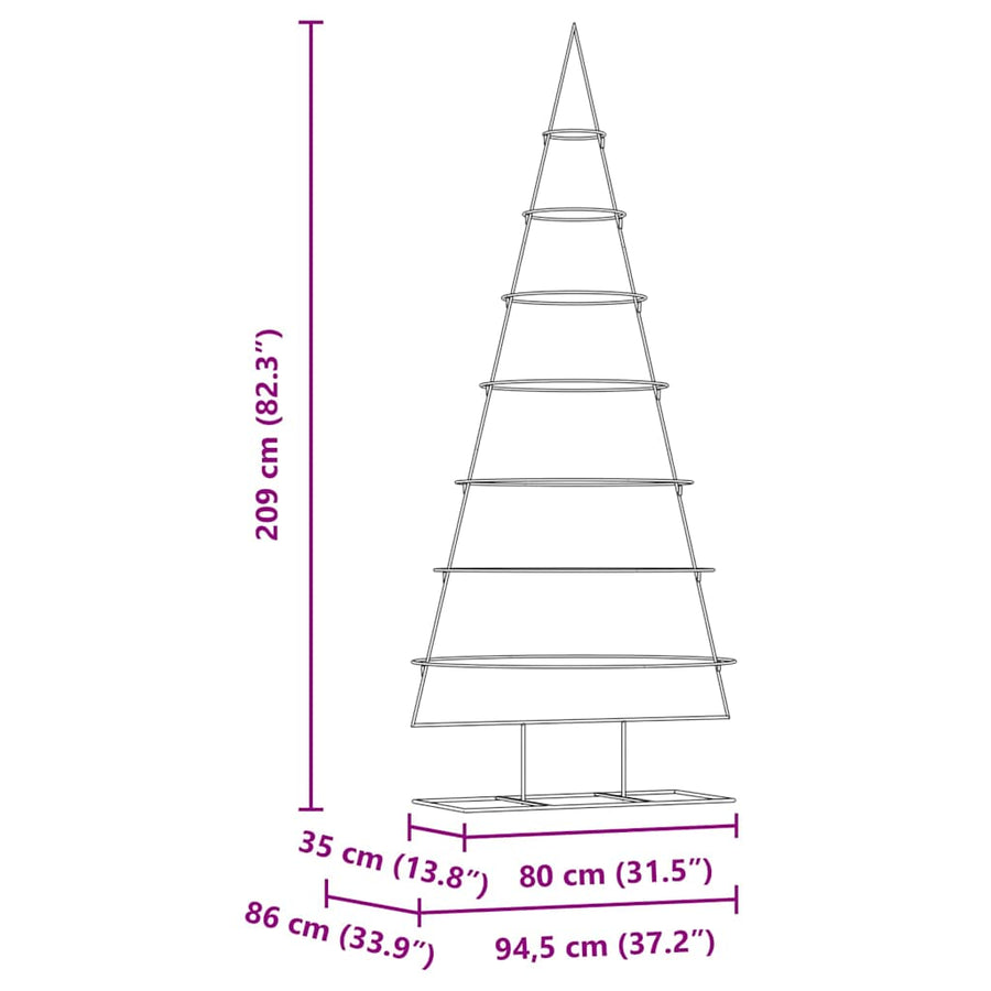 Metalen kerstboom met standaard Goud 210 cm Poedergecoat staal