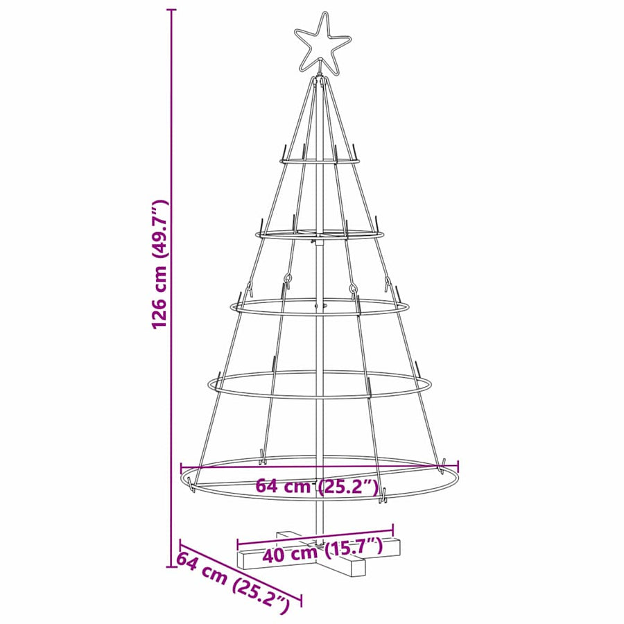 Kerst Cone Boom met standaard Zwart 125 cm Staal