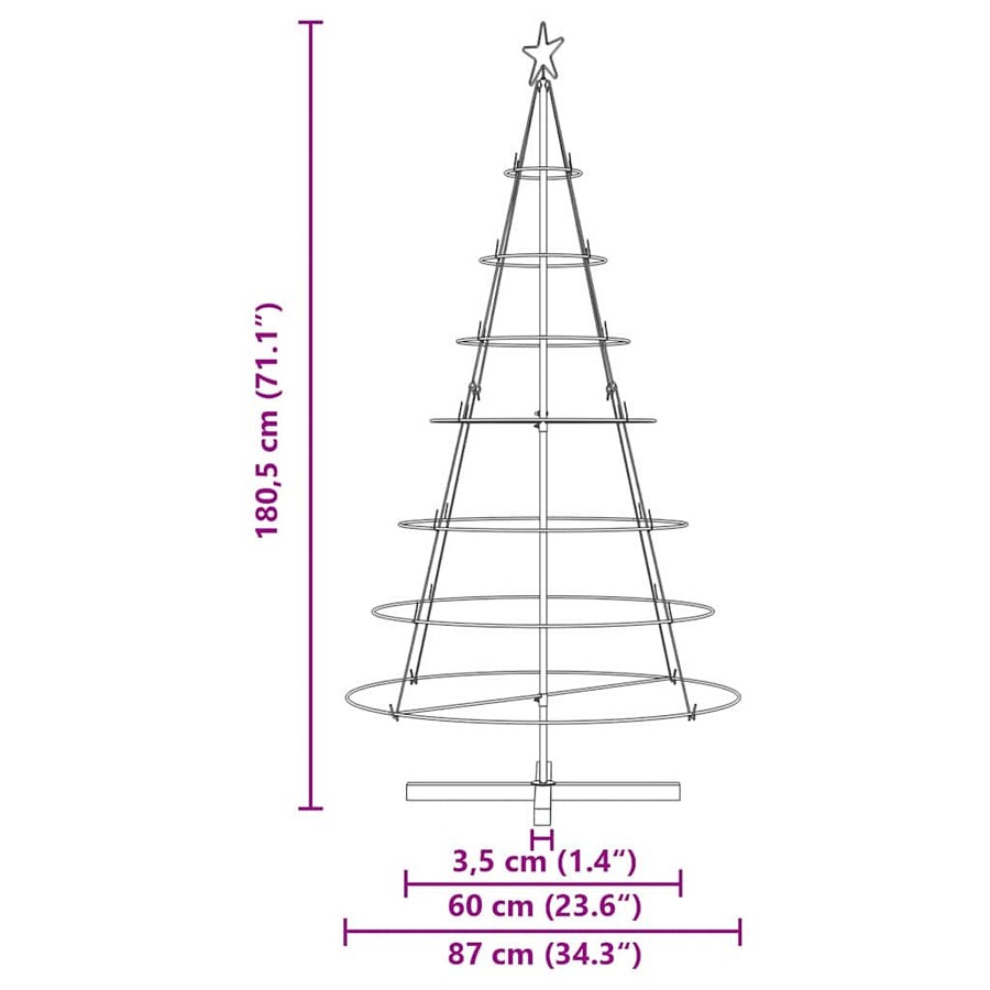 Kerst Cone Boom met standaard Zwart 180,5 cm Staal