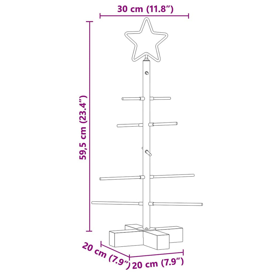 Metalen kerstboom met standaard Zwart 60 cm Poedergecoat staal