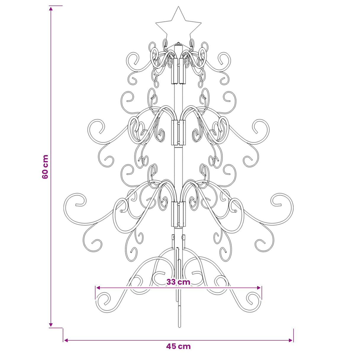 Metalen kerstboom Zwart 61 cm Poedercoating staal