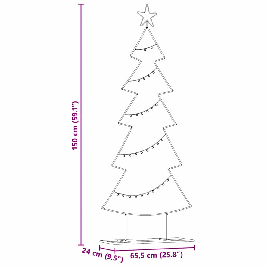 Metalen kerstboom met standaard Zwart 150 cm Staal