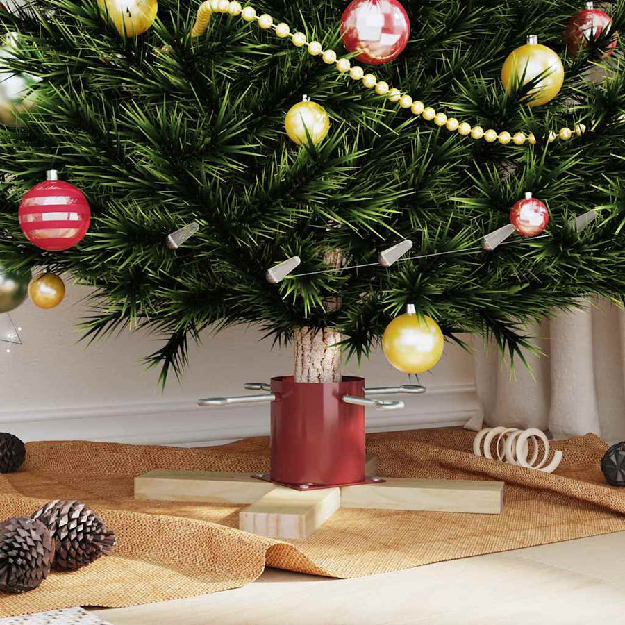 Kerstboomstandaard 1.73 Rood 50 x 50 x 16 cm Massief grenenhout